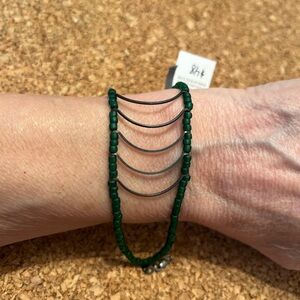 by boe Bracelet Handmade in NYC Green Beaded with Metal Accents, in the center